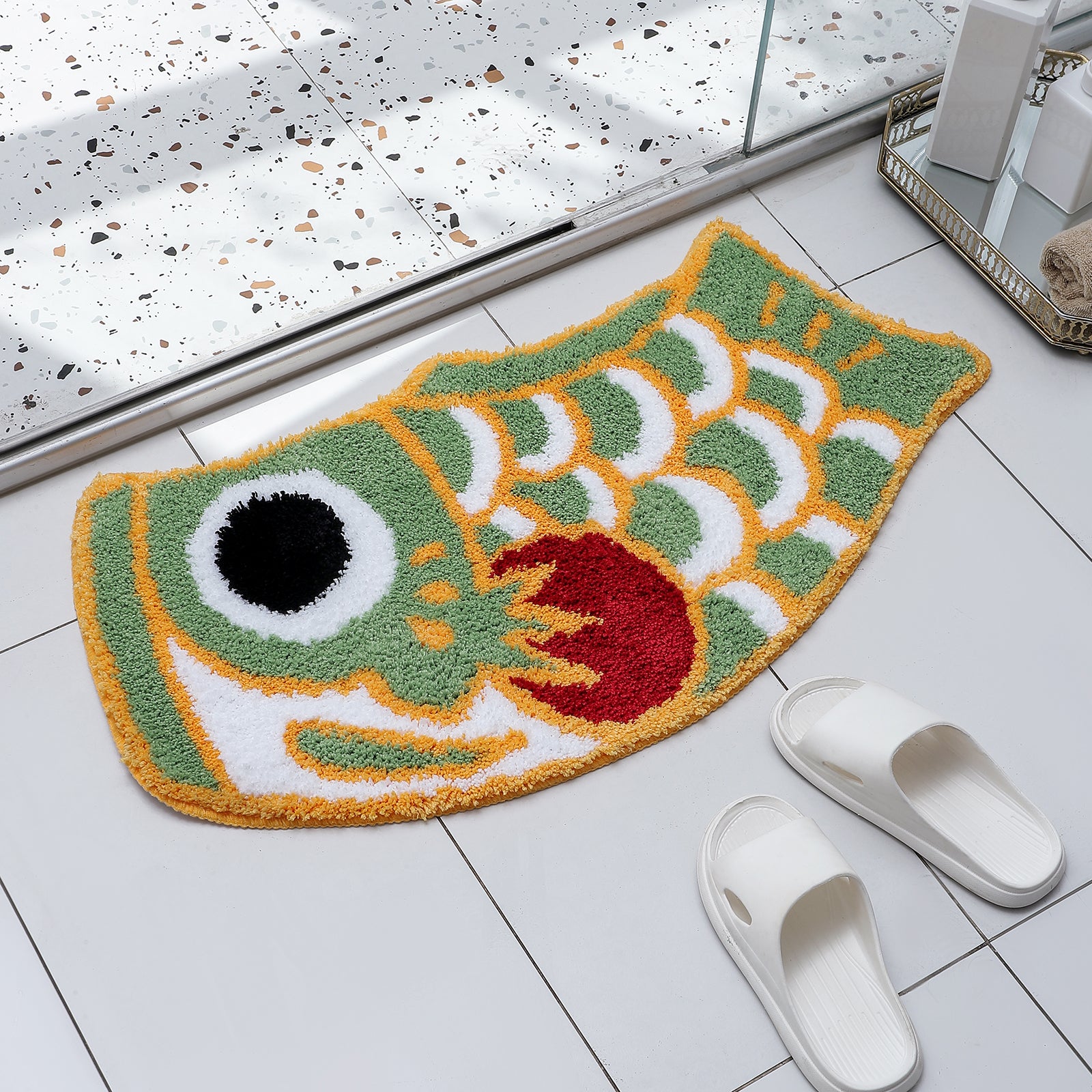 Cute Green Koi Fish Bath Mat
