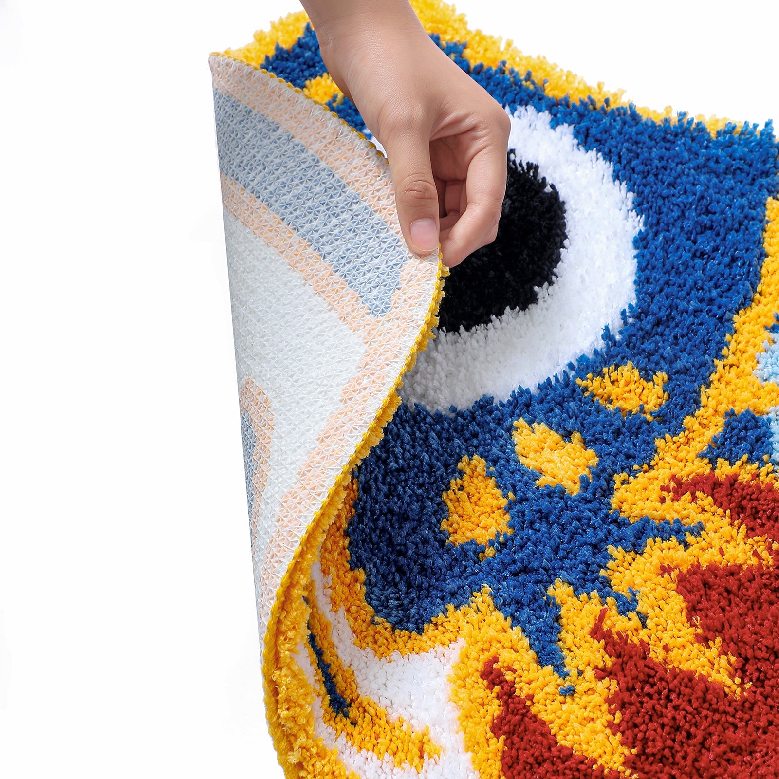 Cute Blue Koi Fish Bath Mat, Japanese Carp Bathroom Rug