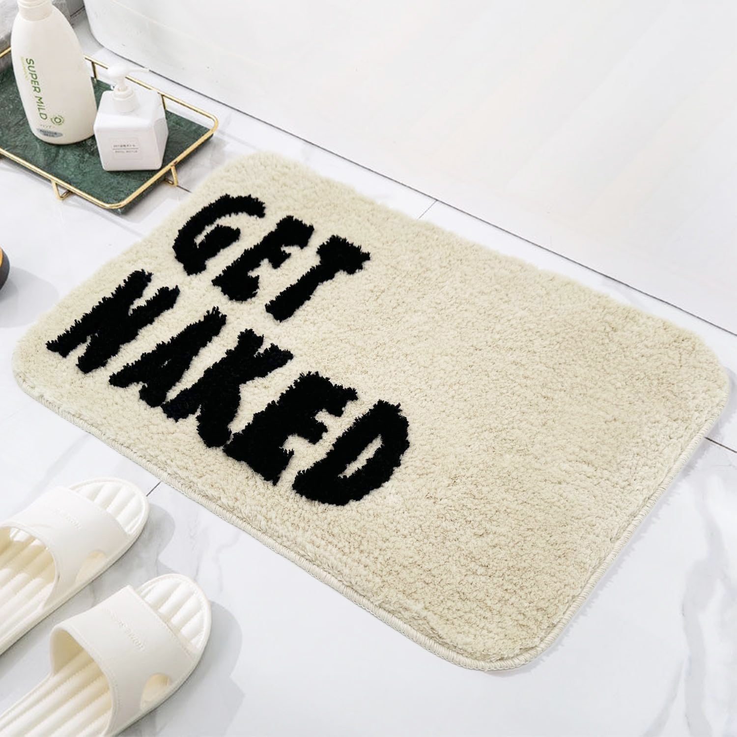 Beige Get Naked Bath Mat