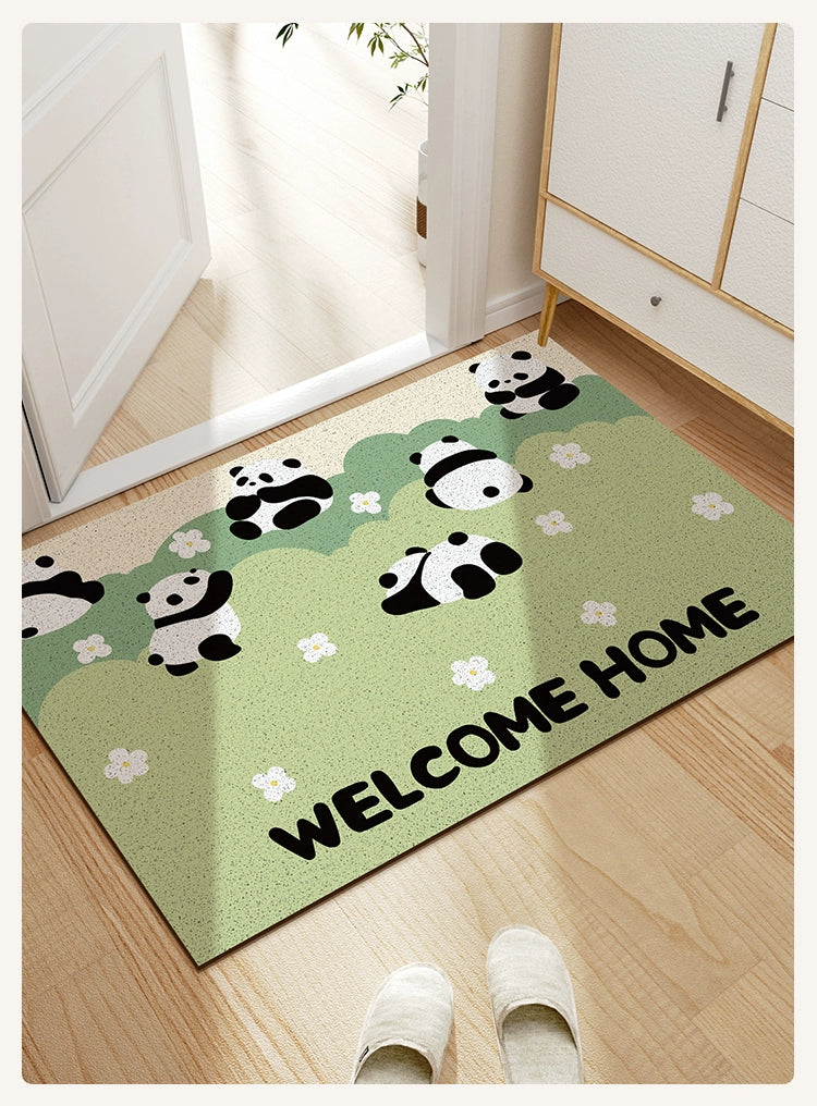 Panda and Flowers PVC Coil Door Mat