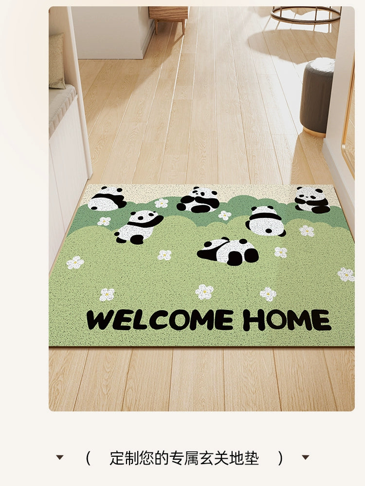 Panda and Flowers PVC Coil Door Mat