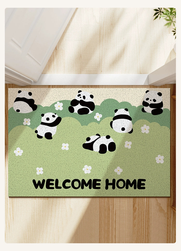 Panda and Flowers PVC Coil Door Mat