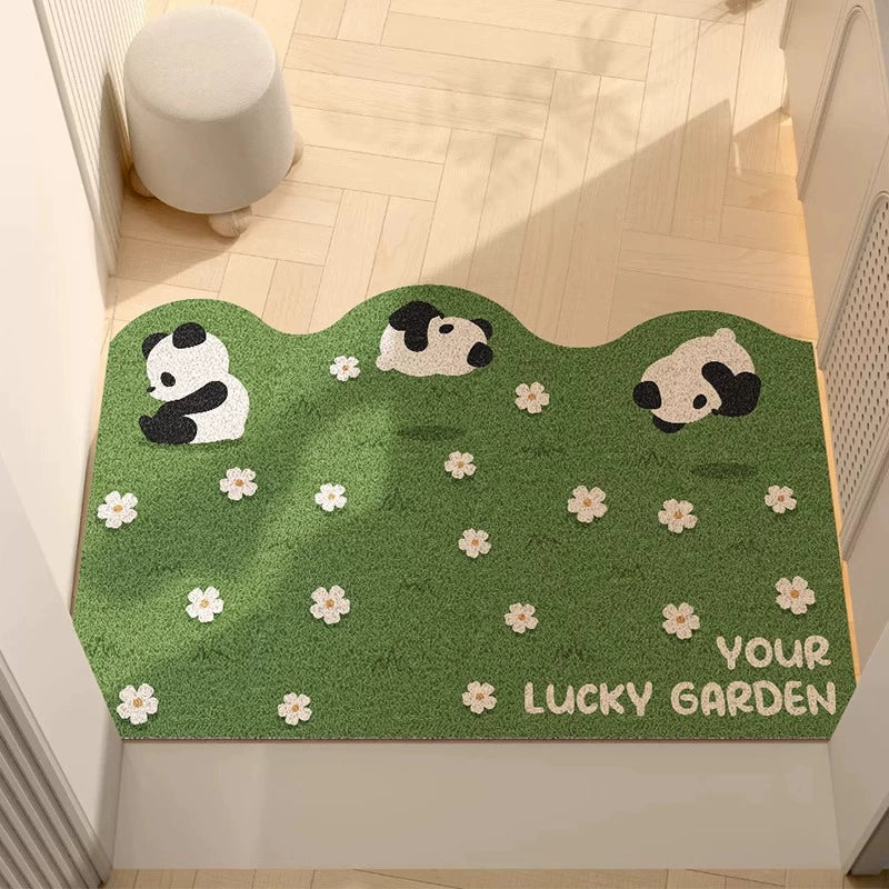 Panda and Flowers PVC Coil Door Mat