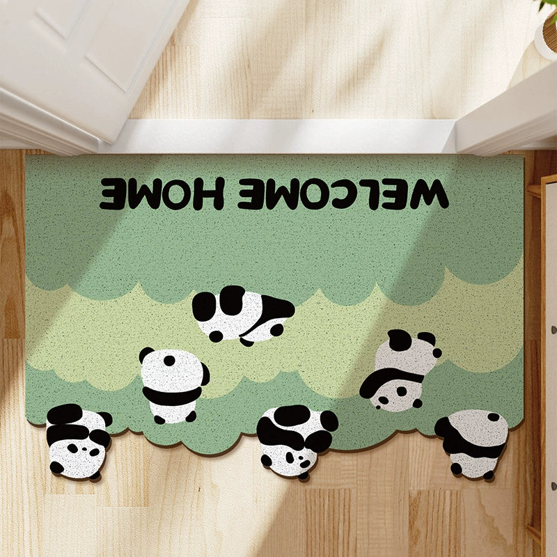 Panda and Flowers PVC Coil Door Mat